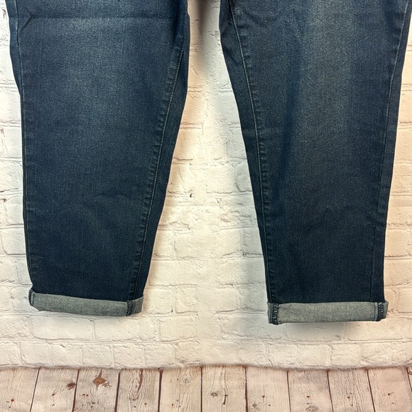 BloomChic Dark Wash Drawstring Roll Hem Pull On Jeans Plus Size 14 - Picture 5 of 6